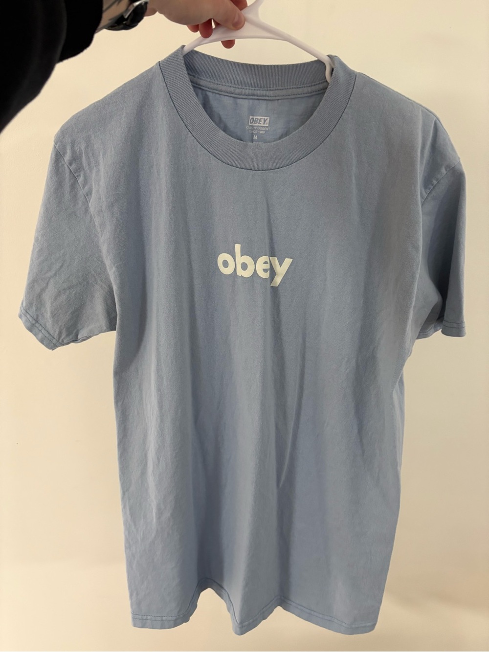 Obey Light Blue Short Sleeve Logo Tee